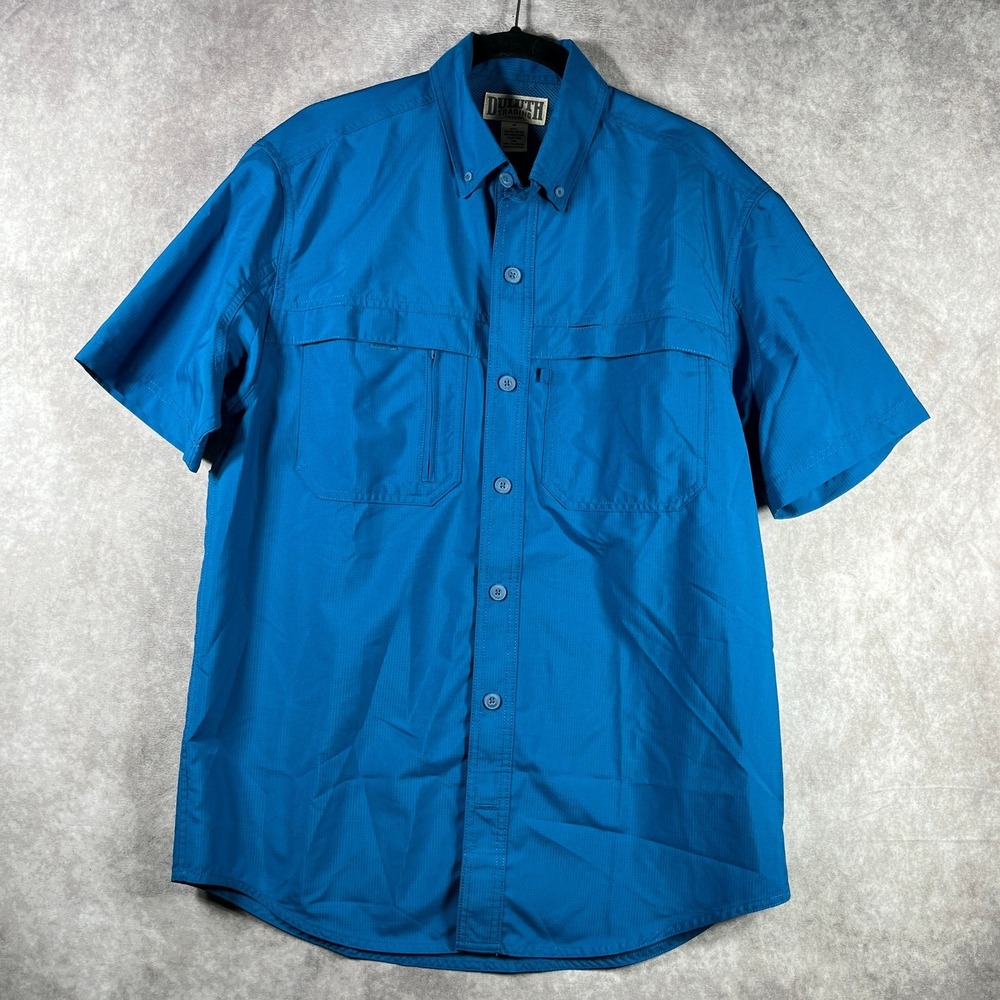 Duluth Trading Co. CoolPlus‎ Action Short Sleeve Shirt Mens Medium Blue Workwear
